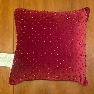 Croscill Home burgundy beaded decorative throw pillow. NWT.